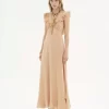 Long sun dress in crêpe de chine