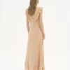 Long sun dress in crêpe de chine