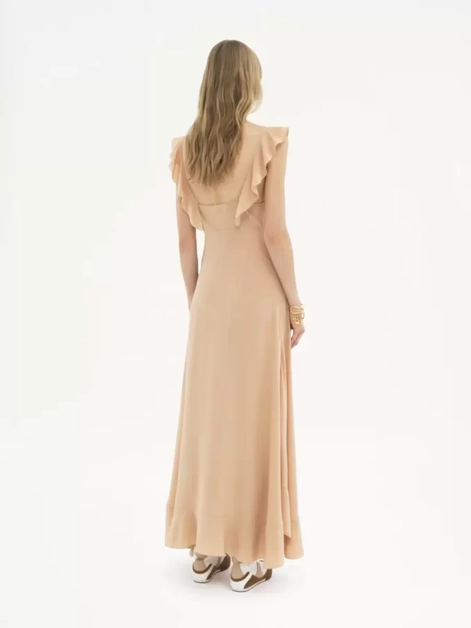 Long sun dress in crêpe de chine