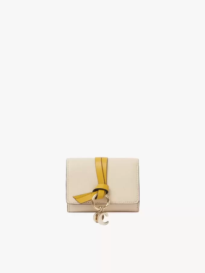 Mini Alphabet tri-fold in grained leather