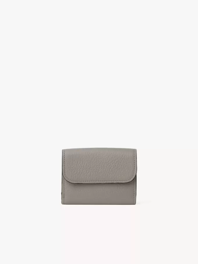Mini Alphabet tri-fold in grained leather