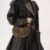 Mini Bracelet Hobo bag in leopard-print shearling