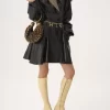 Mini Bracelet Hobo bag in leopard-print shearling