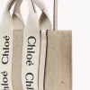 Mini Woody tote bag in linen