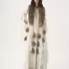 Oversized long ruffled dress in silk mousseline
