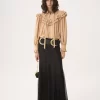 Oversized ruffle top in crêpe de chine