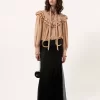 Oversized ruffle top in crêpe de chine
