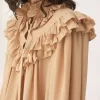 Oversized ruffle top in crêpe de chine