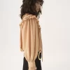 Oversized ruffle top in crêpe de chine