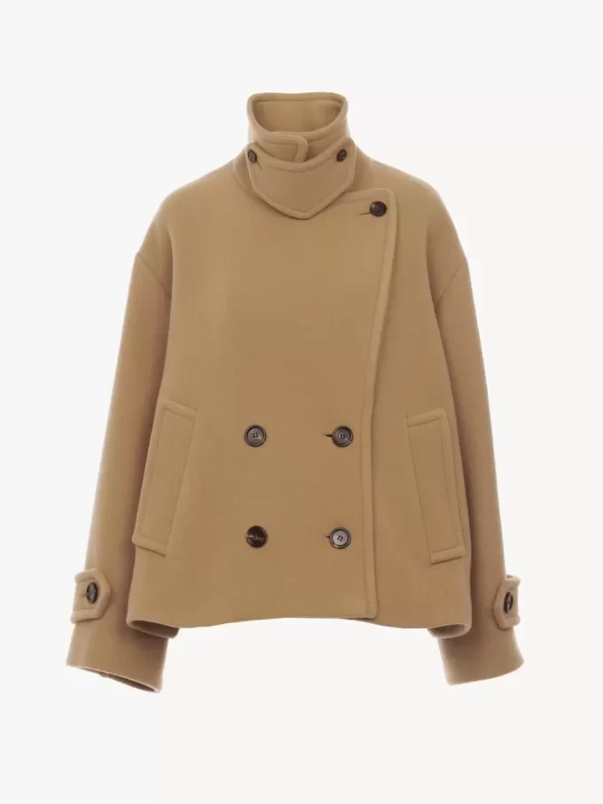 Oversized short coat in wool