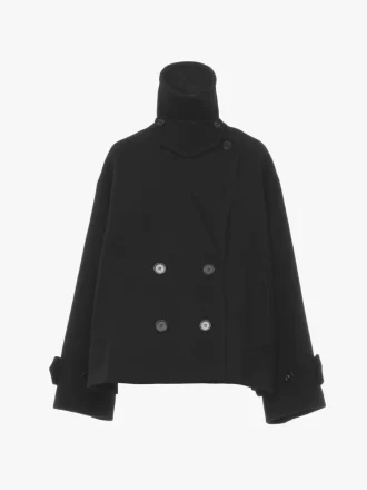 Oversized short coat in wool