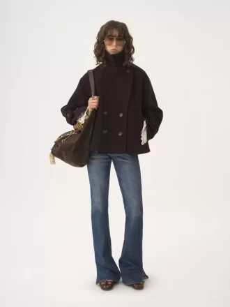 Oversized short coat in wool