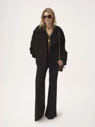 Oversized short coat in wool
