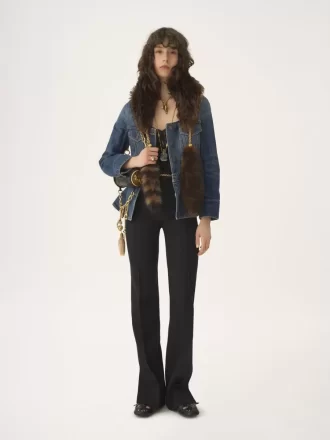 Peplum riding jacket in denim