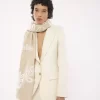 Rectangular stole in wool & silk broderie anglaise
