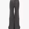 Ruffled flared pants in leather