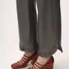 Ruffled flared pants in leather