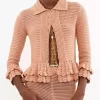 Ruffled mini shorts in crochet knit