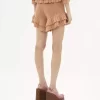 Ruffled mini shorts in crochet knit