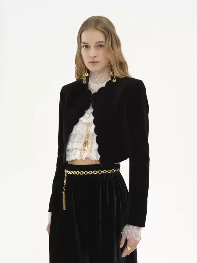 Scalloped Spencer jacket in velvet