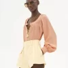 Scoop-neck blouse in crêpe de chine