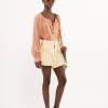 Scoop-neck blouse in crêpe de chine