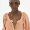 Scoop-neck blouse in crêpe de chine