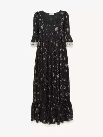Scoop-neck midi dress in silk charmeuse & lace Scoop-neck midi dress in silk charmeuse & lace