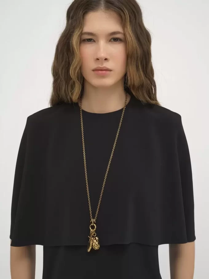 Short cape dress in viscose crêpe