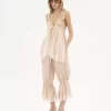Fluid cropped pants in washed silk pongé & lace Fluid cropped pants in washed silk pongé & lace