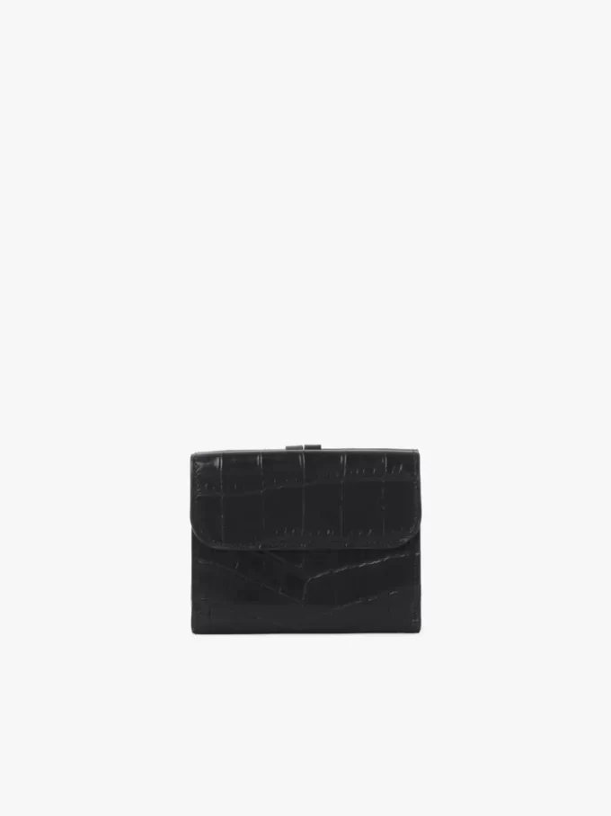 Small Alphabet tri-fold in croco-effect leather