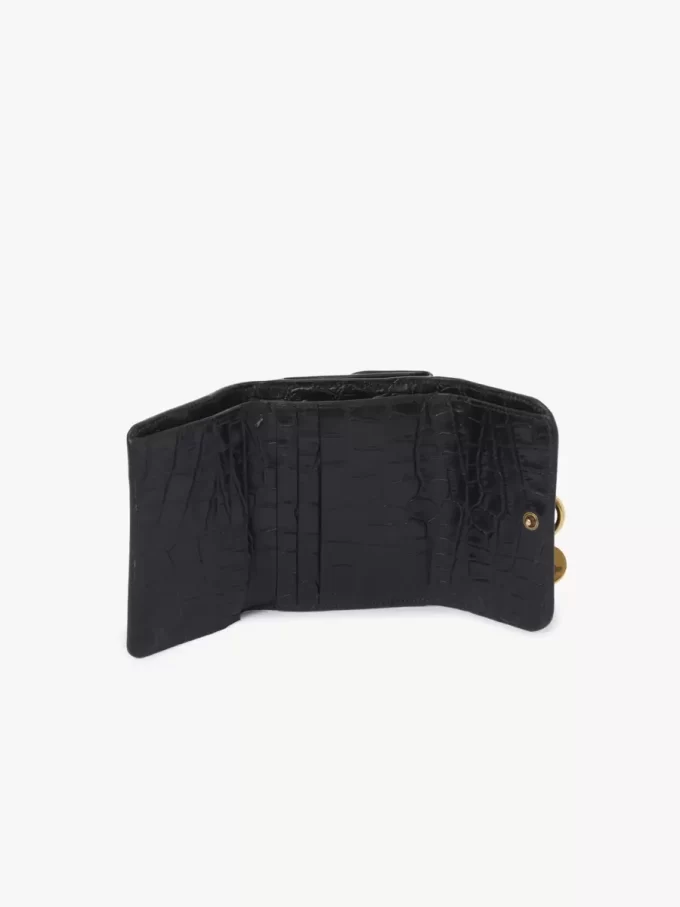 Small Alphabet tri-fold in croco-effect leather