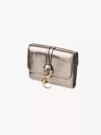 Small Alphabet tri-fold in metallized leather