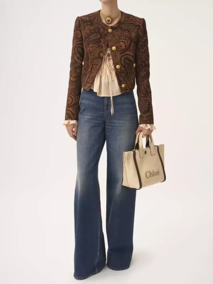 Small Chloé Carry tote bag in raffia-effect fibers