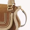 Small Marcie bag in suede leather & shearling