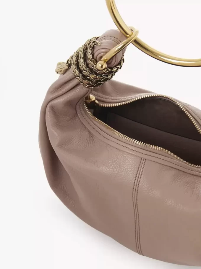 Small Snake Bracelet Hobo bag in grained leather