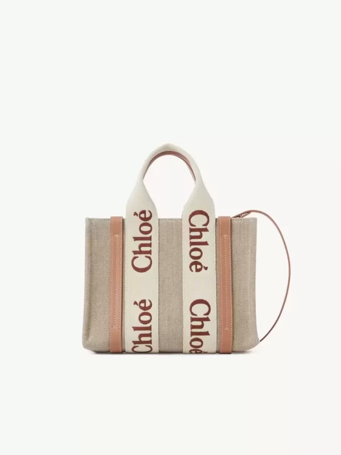 Small Woody tote bag in linen