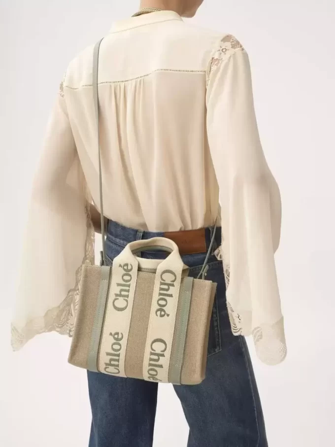 Small Woody tote bag in linen