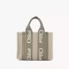Small Woody tote bag in linen