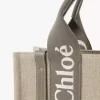 Small Woody tote bag in linen
