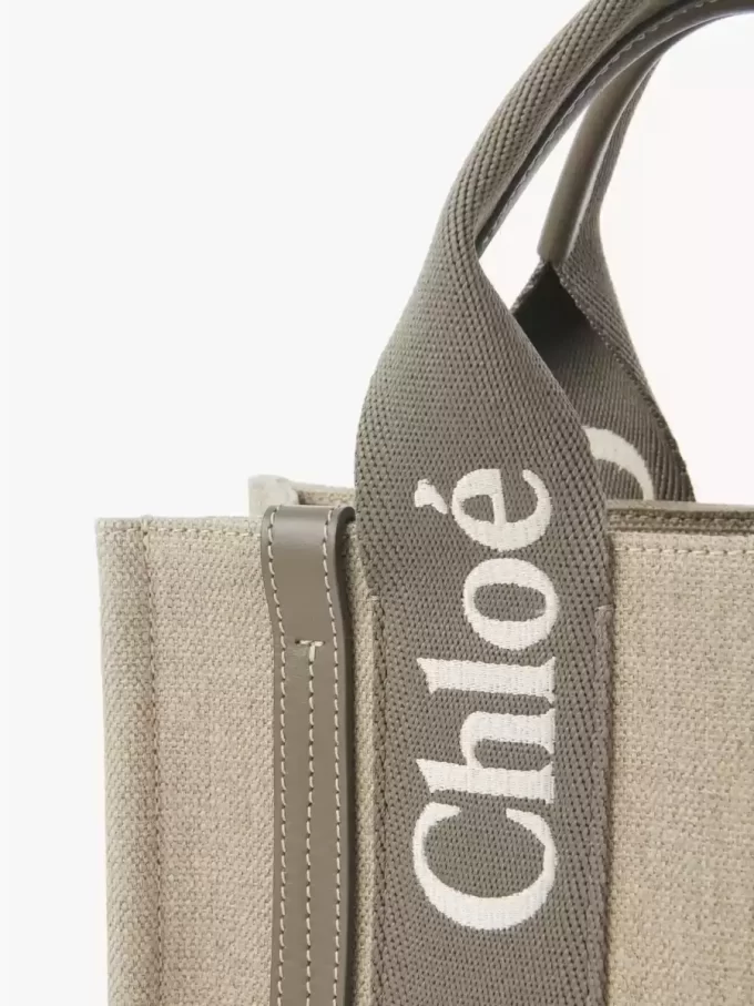 Small Woody tote bag in linen