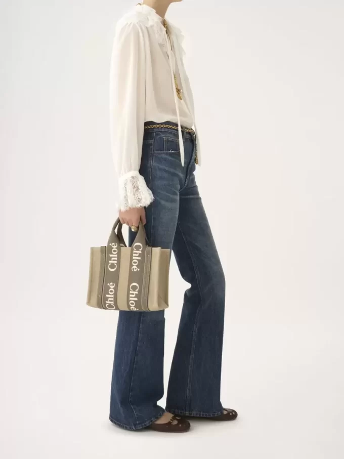 Small Woody tote bag in linen