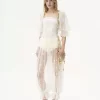 Square-neck top in embroidered lace