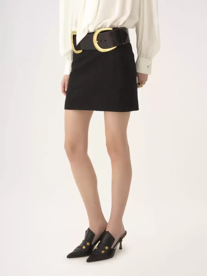 Straight mini skirt in a wool-mix jacquard
