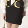 Straight mini skirt in a wool-mix jacquard