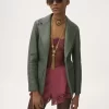 Tailored jacket in leather