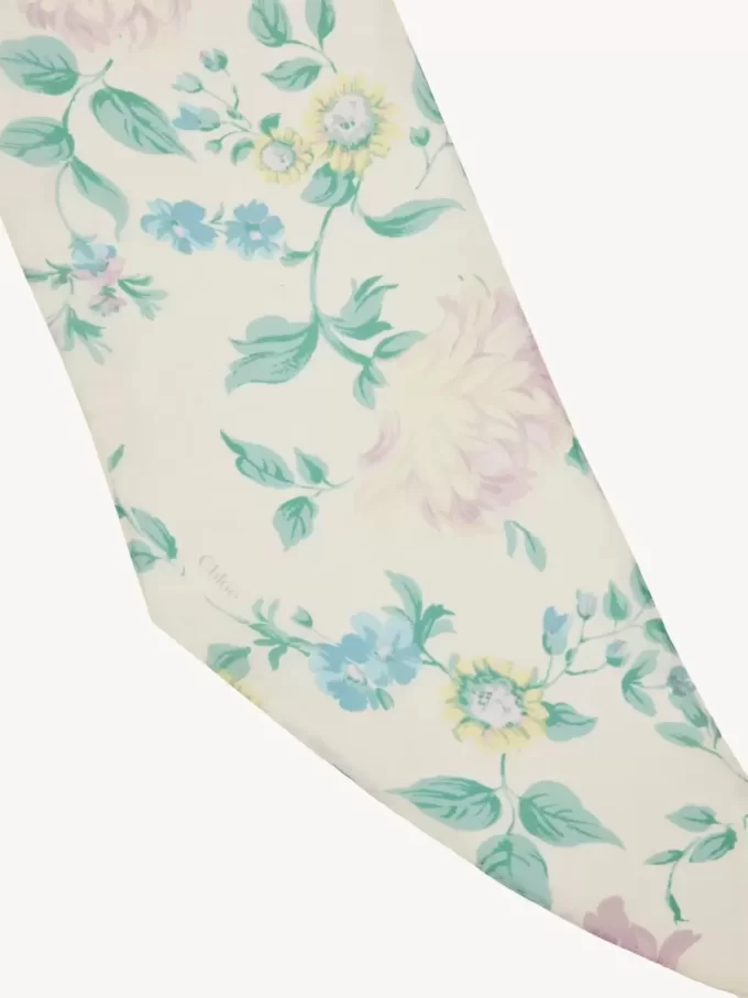 The Chloé Peonies bandeau scarf in silk charmeuse