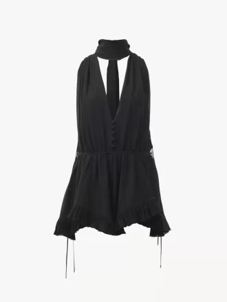 V-neck jumpsuit in silk georgette