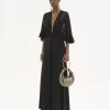 V-neck long dress in crêpe satin V-neck long dress in crêpe satin