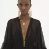 V-neck long dress in crêpe satin V-neck long dress in crêpe satin
